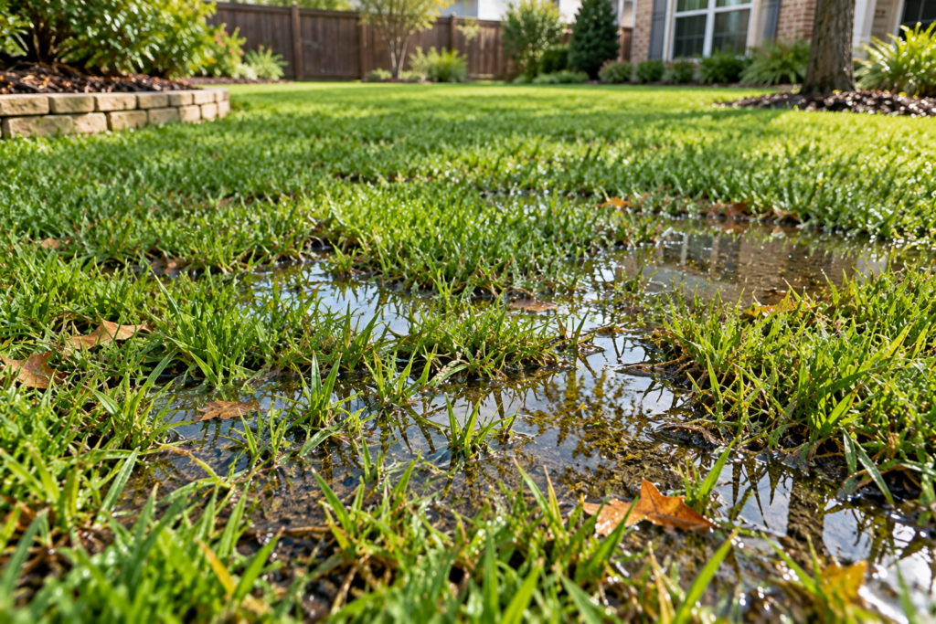 overwatered lawn