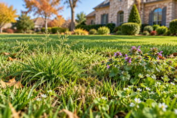 winter weeds in lawn