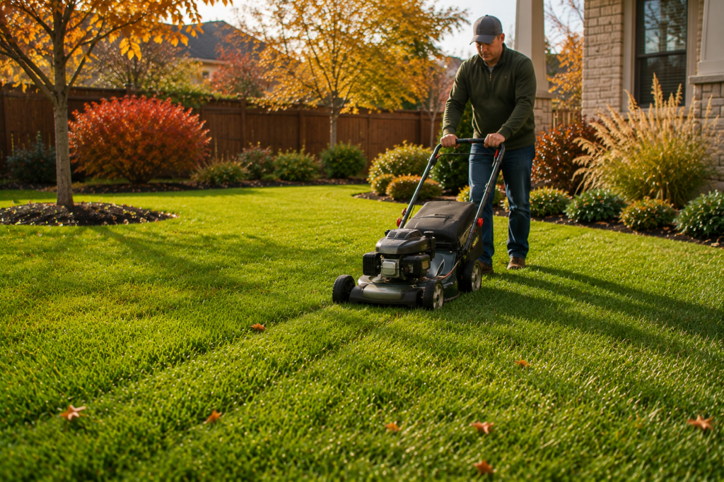 mow lawn in fall