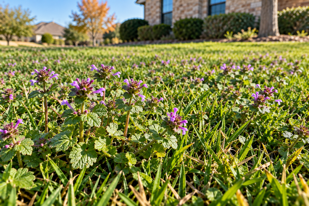 henbit in lawn